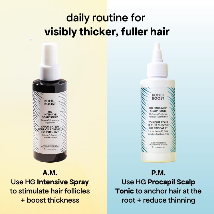 BONDIBOOST before-and-after density graphic showing fuller-looking hair benefit