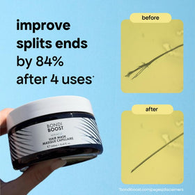 BONDIBOOST before and after split ends showing repaired tips