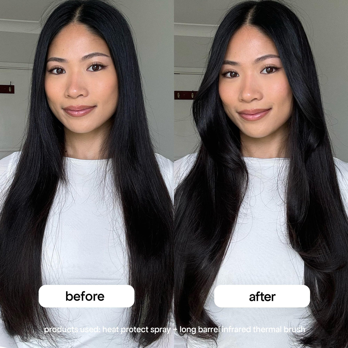 BONDIBOOST flipped ends after use showing polished ends and reduced frizz