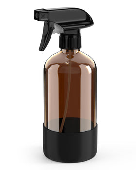 Bontip amber glass bottle front view showing label and sturdy design benefit: protects contents