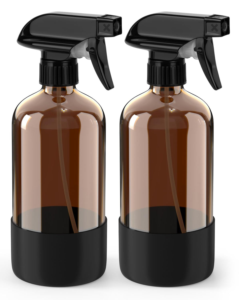 Bontip amber glass bottle front view showing elegant protective sleeve and capacity