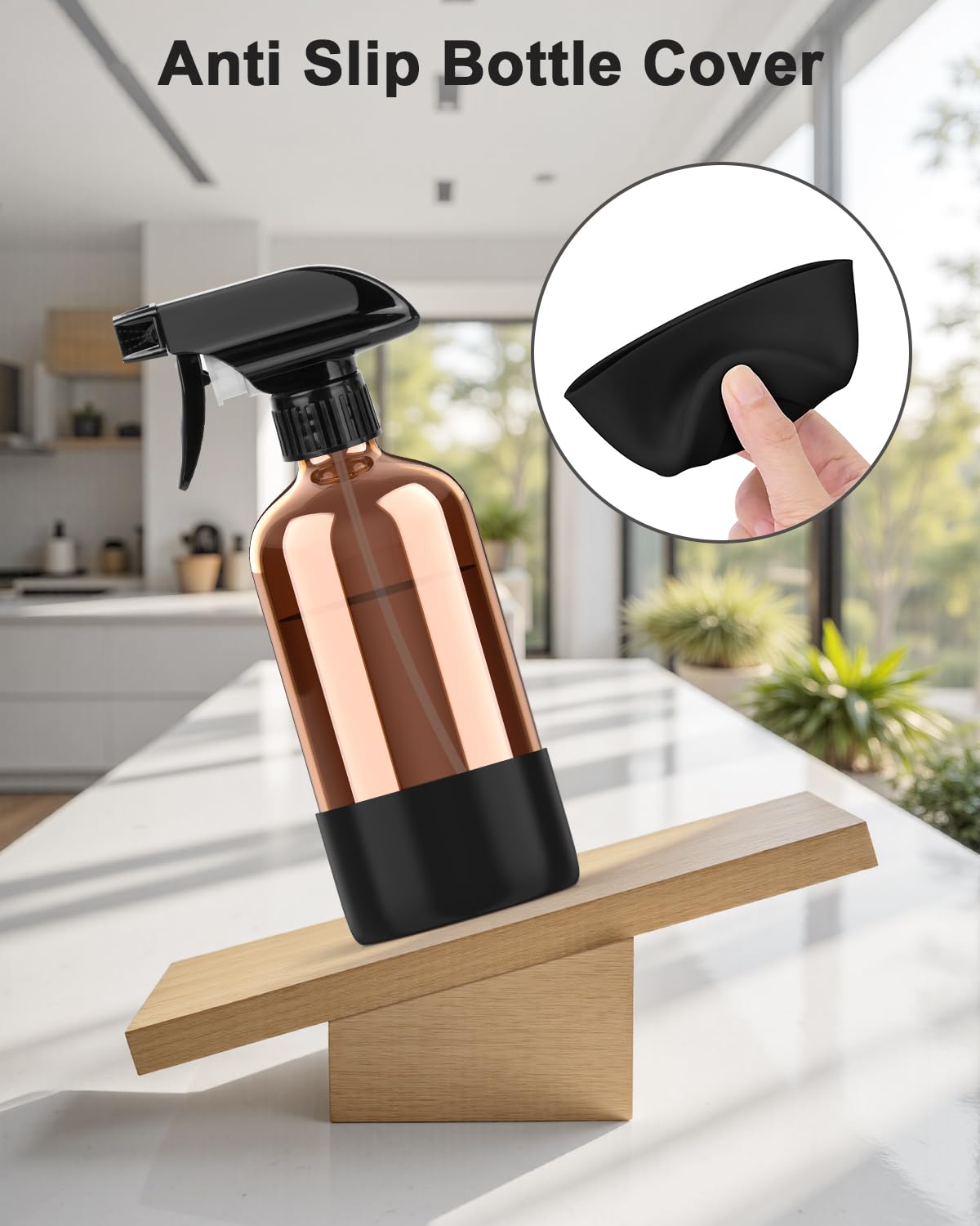 Bontip bottle next to houseplants showing ideal plant misting and UV protection benefit