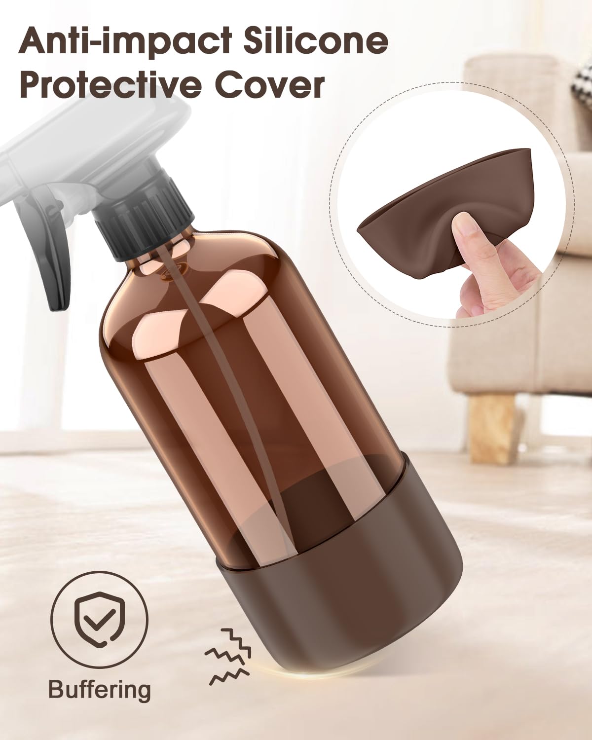 Bontip 16 oz bottle next to common objects to show scale and refill capacity benefit