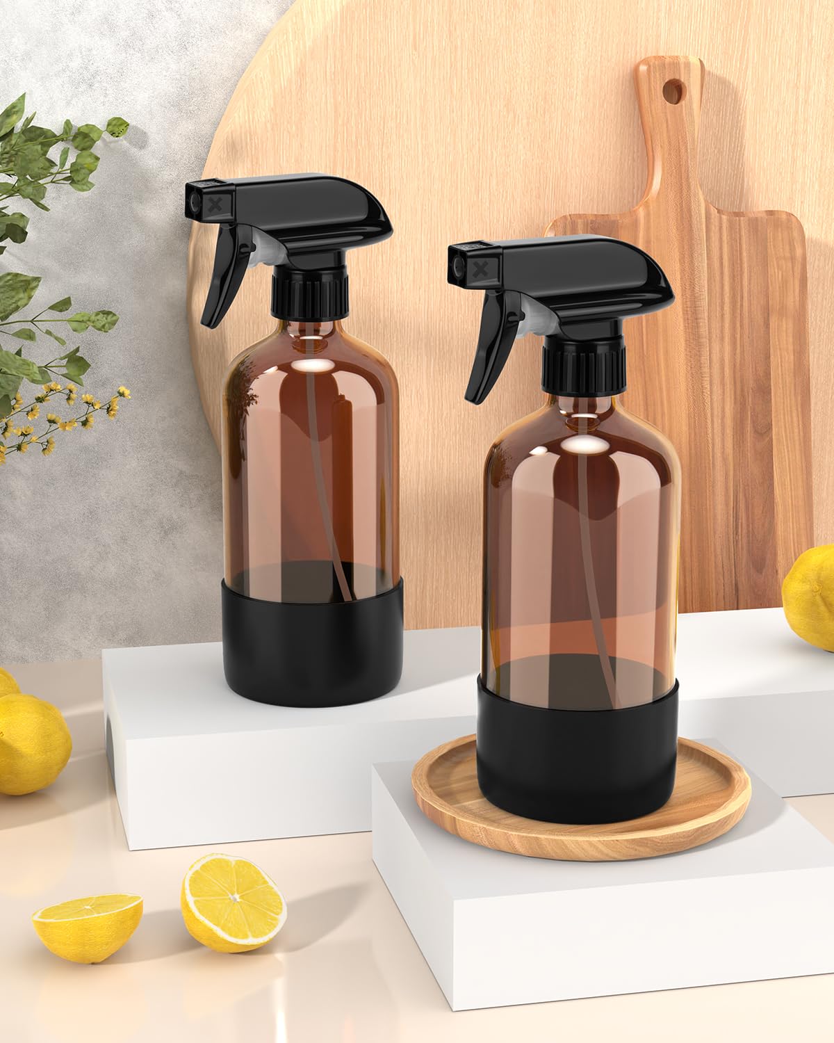 Bontip two-pack styled on a shelf highlighting reusable amber glass aesthetic