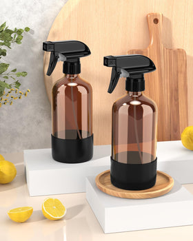 Bontip two-pack styled on a shelf highlighting reusable amber glass aesthetic