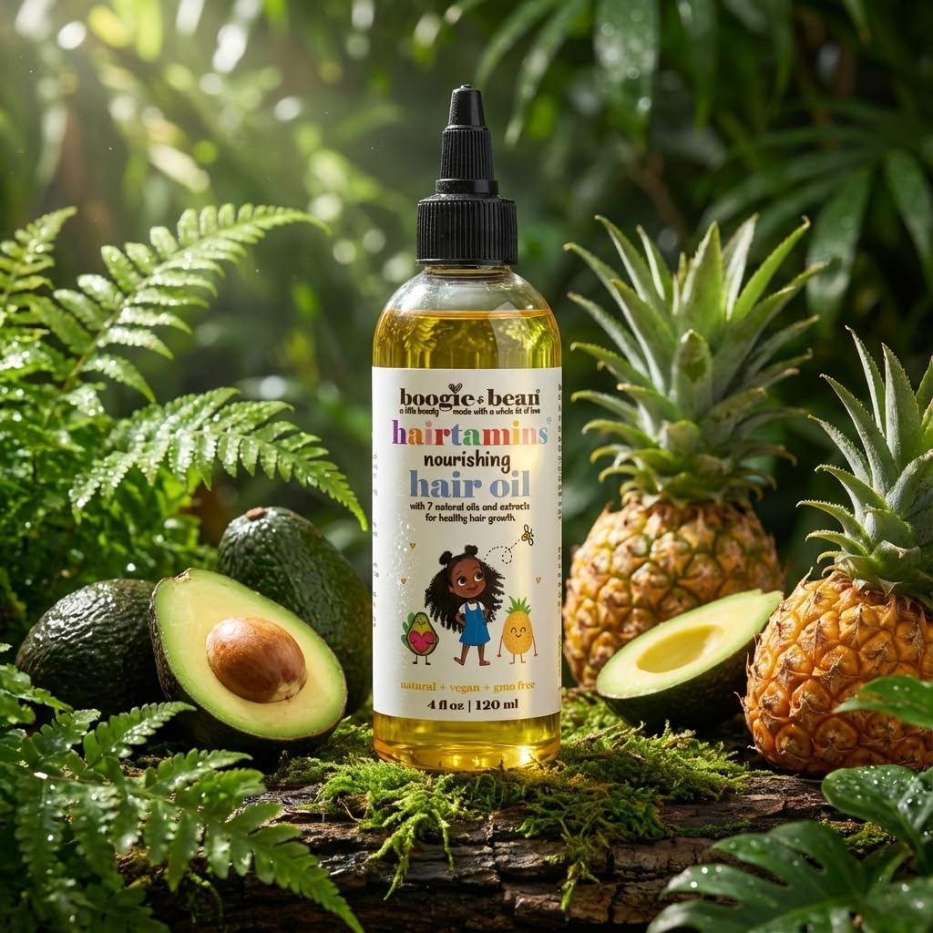Boogie and Bean plant-based ingredient bottles showing natural, clean formulation