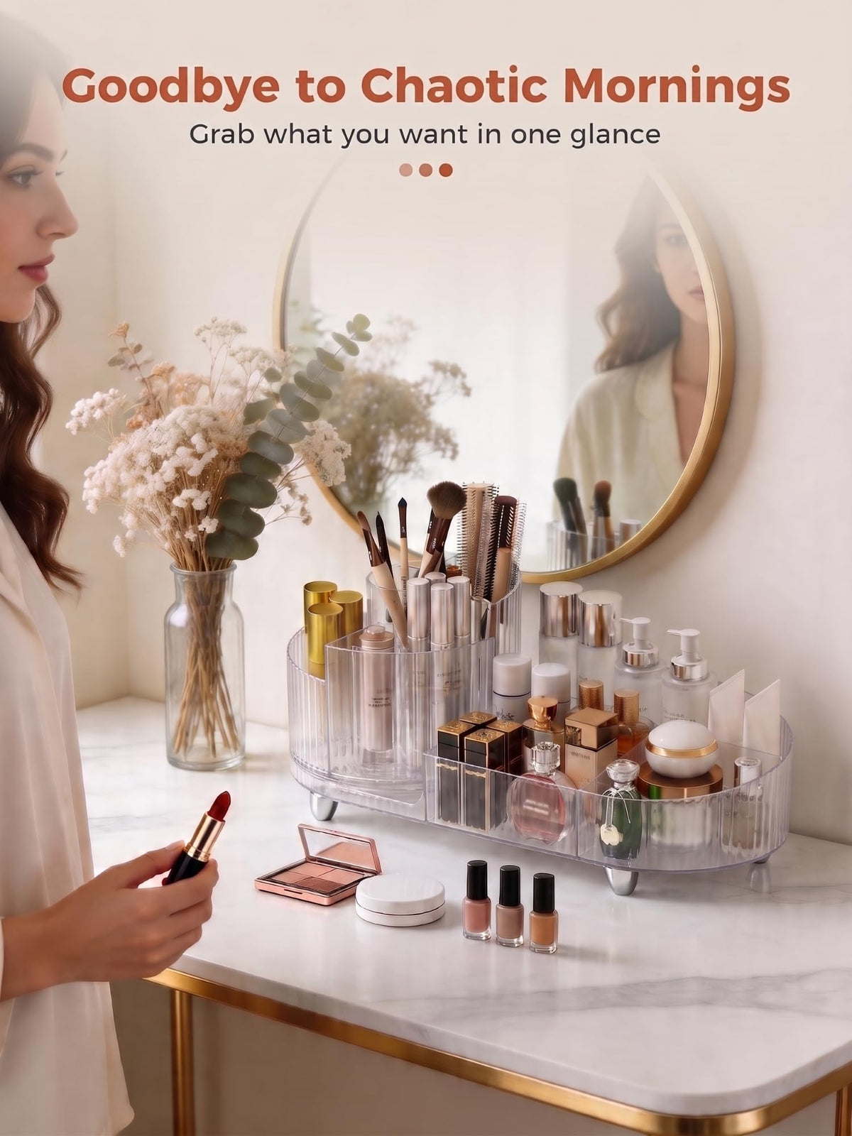 Booklov side profile highlighting slim footprint that saves vanity space