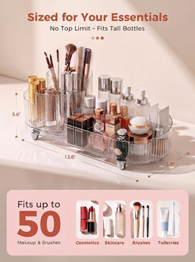 Booklov top compartments open view holding brushes and lipsticks for neat sorting