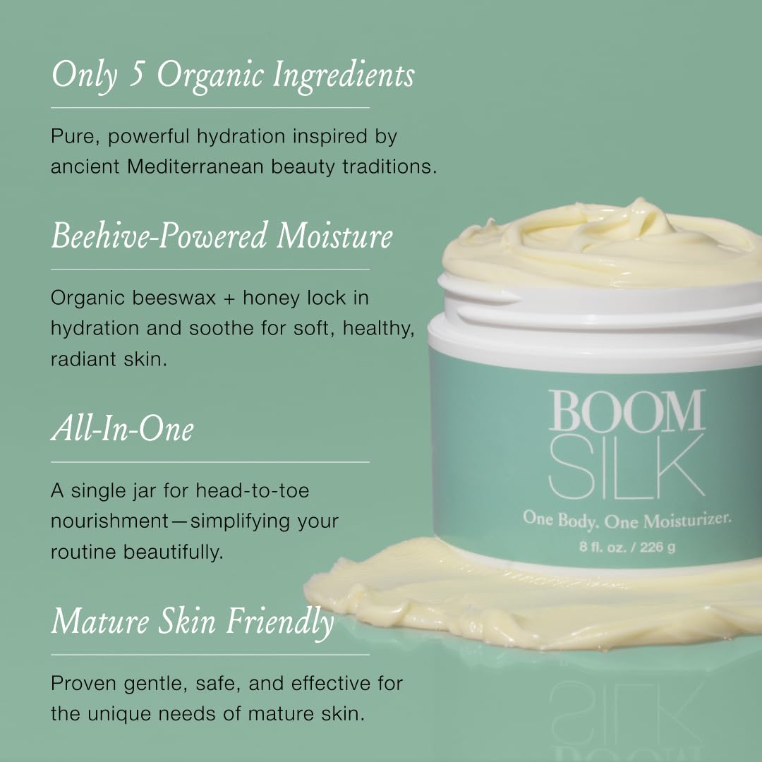 BOOM! by Cindy Joseph boomsilk cream texture close-up illustrates rich non-greasy finish