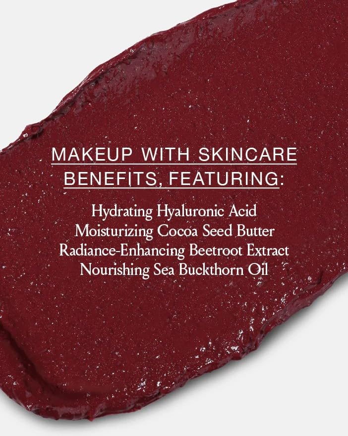 BOOM! by Cindy Joseph lip swatch on hand showing buildable berry tint and moisturizing feel