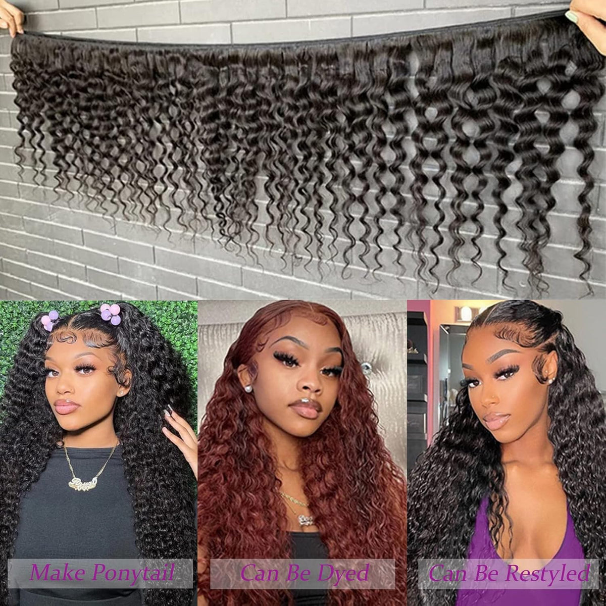Boopwine model styling deep wave bundles demonstrating easy wet-and-wavy revival
