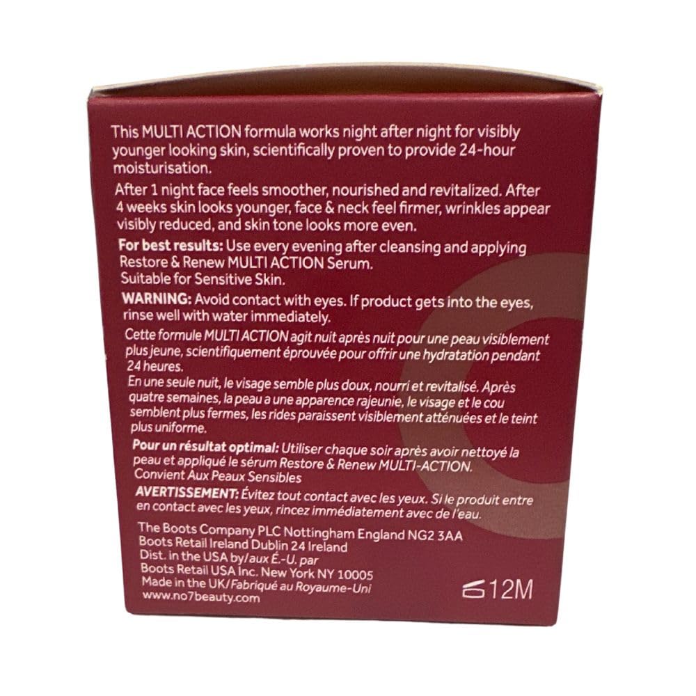 Boots No7 label close-up showing product name and benefits for quick info