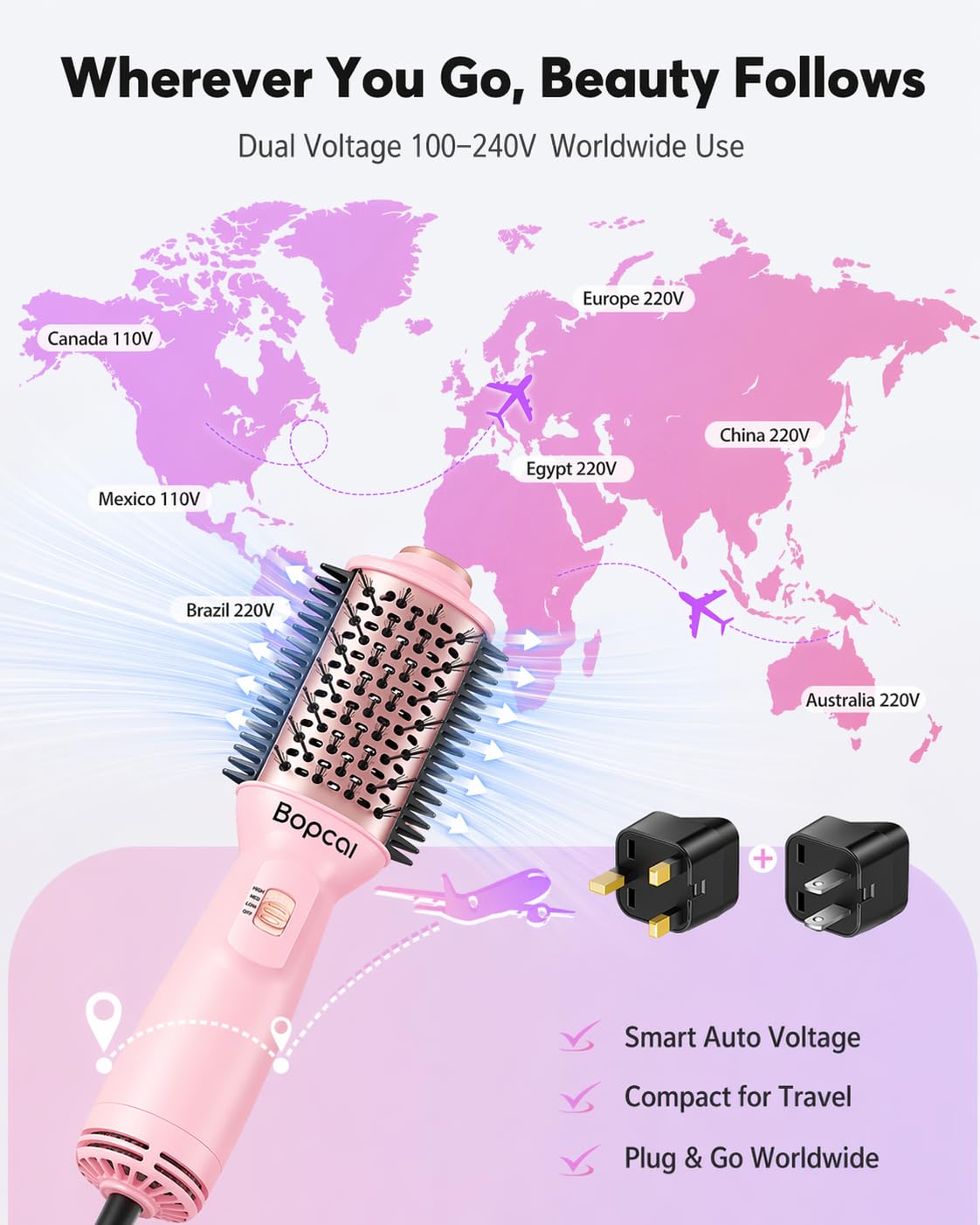 Bopcal smooth bristles detail reducing tugging for gentler styling