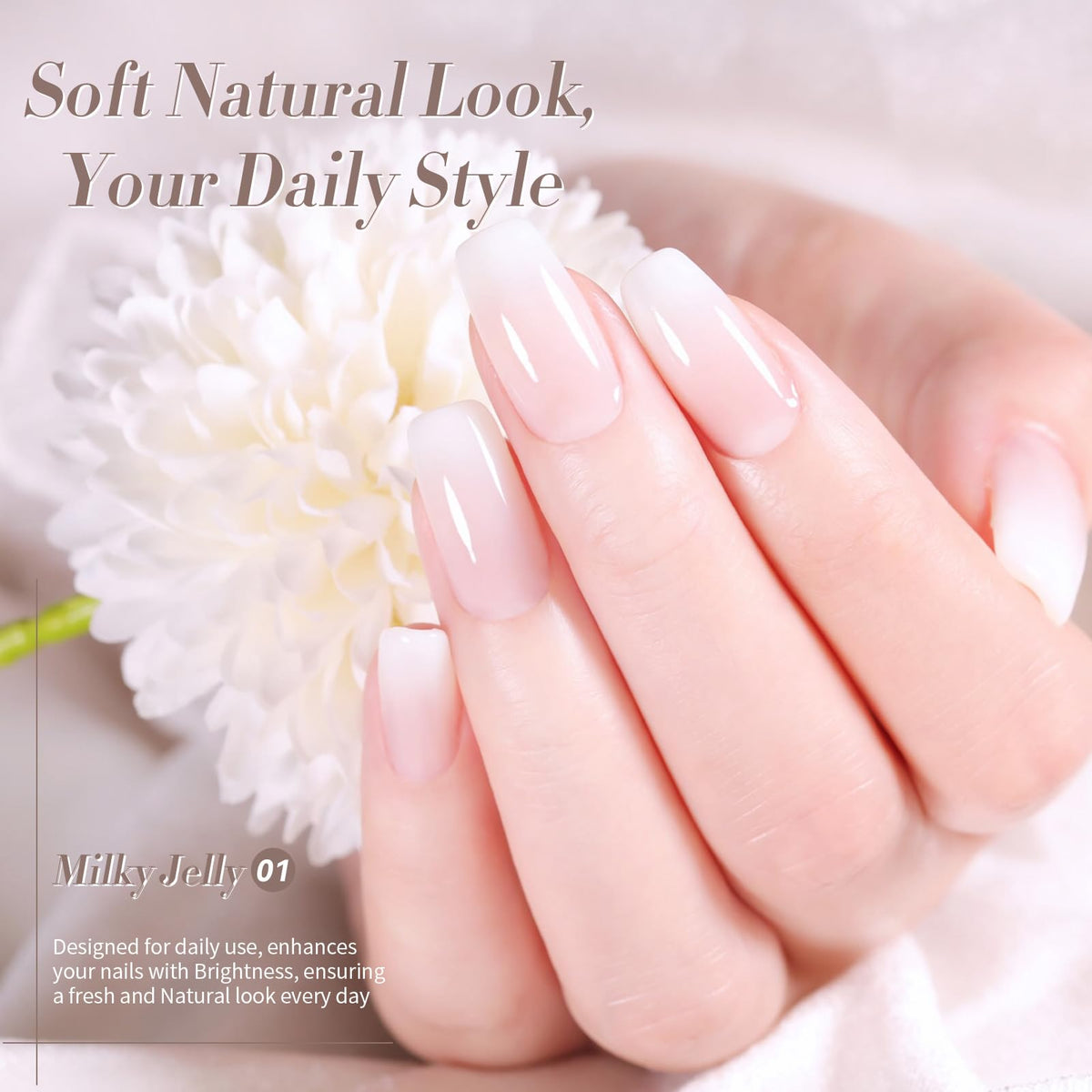 Born Pretty applied on swatch nail showing soft translucent white and natural look