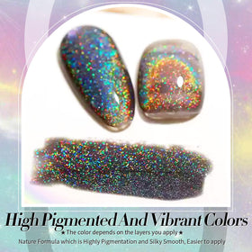 Born Pretty black glitter swatch on nail tip showing sparkle and long-wear finish