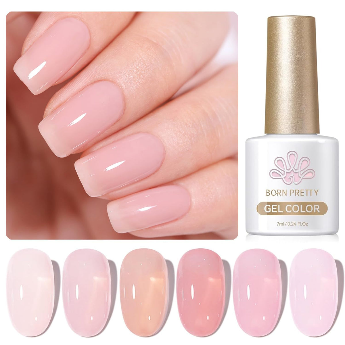 Born Pretty close-up of a single 7ml bottle cap and brush, easy application benefit
