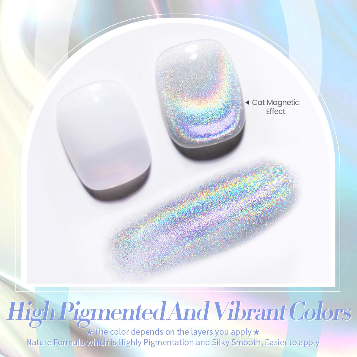 Born Pretty close-up of holographic cat-eye texture highlighting fine shimmer