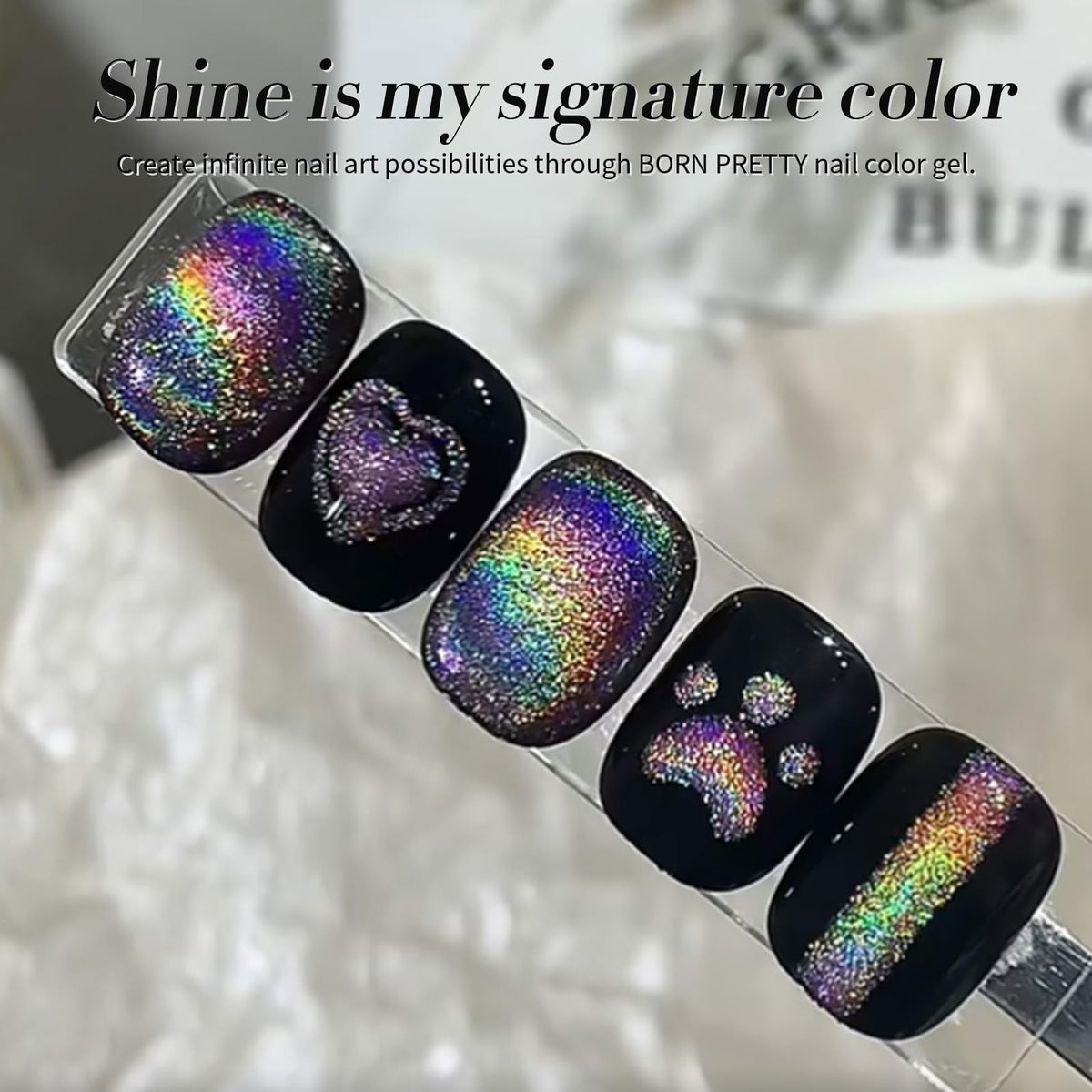 Born Pretty close-up of magnetic cat-eye effect creating a sharp luminous stripe