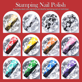 Born Pretty color swatches displayed to show vibrant opaque stamping shades