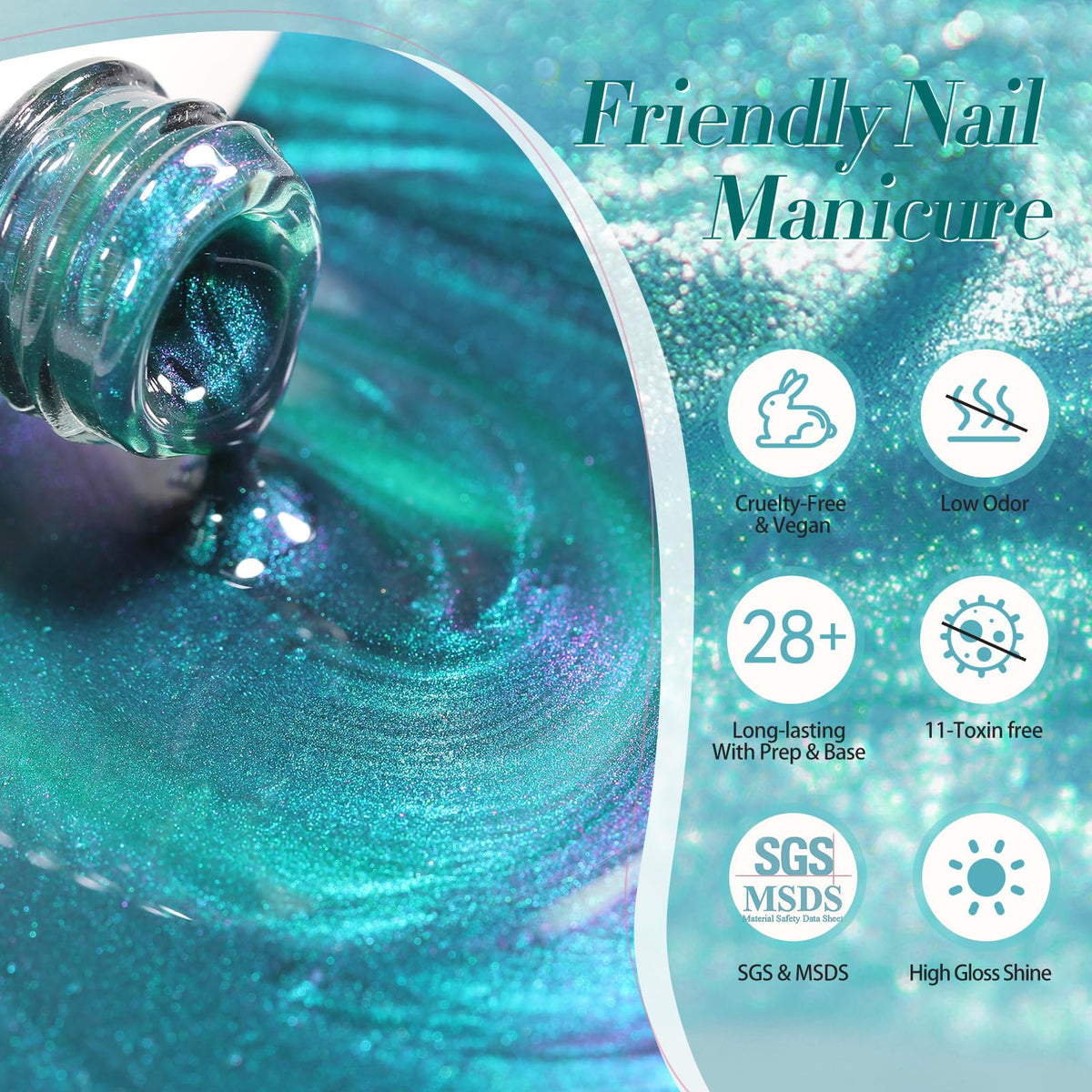 BORN PRETTY close shot of cured nail finish displaying glossy, reflective surface