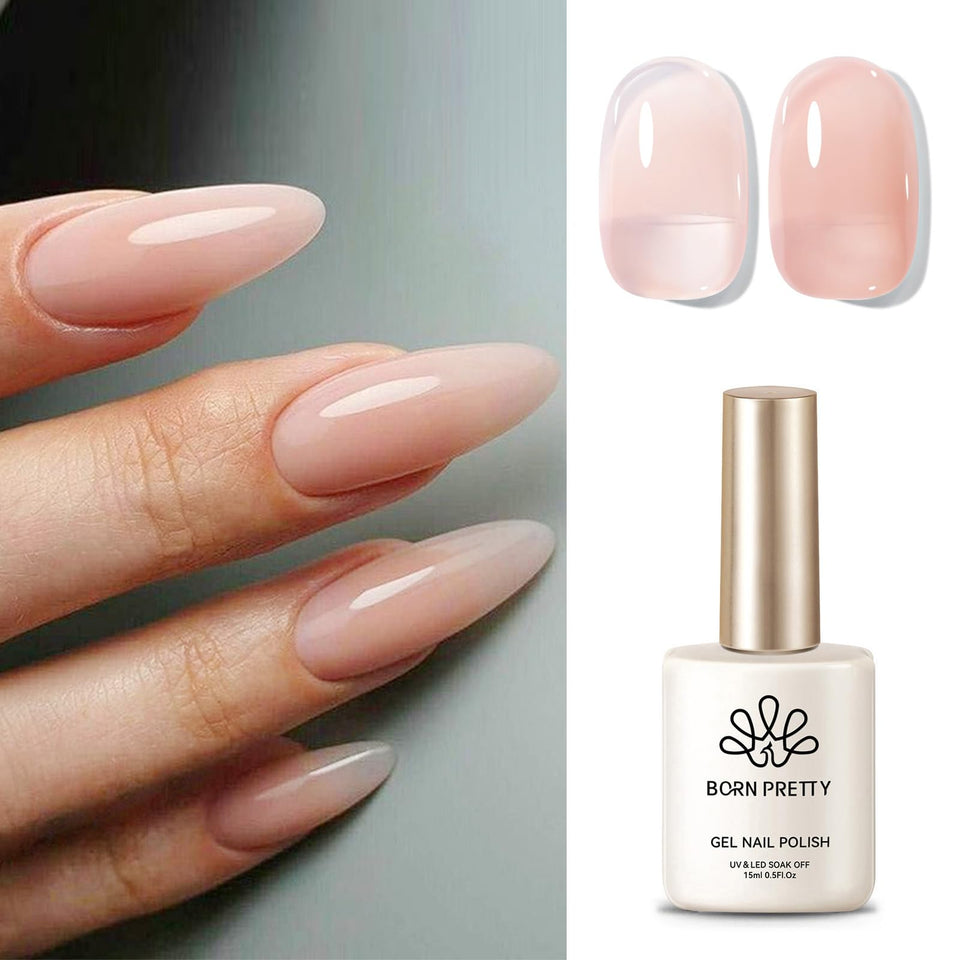 BORN PRETTY front bottle showing nude jelly polish and branding benefit natural finish