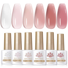 Born Pretty front packaging of six jelly pink bottles showing variety and gift appeal