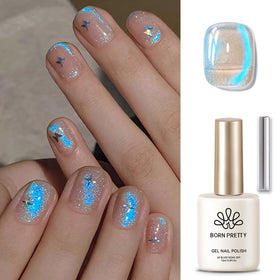 Born Pretty front packaging showing 15ml bottle and Blue Auroras shade benefit shine