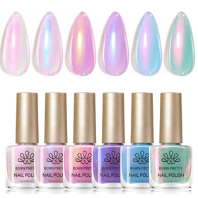Born Pretty front packaging showing six pearl shimmer bottles and quick-dry label