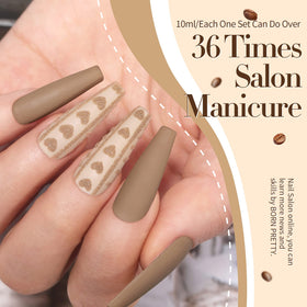 Born Pretty hand model manicure wearing roasted chestnut shade benefit: wearable everyday look