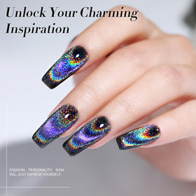 Born Pretty holographic rainbow swatch reflecting multicolor shimmer under light