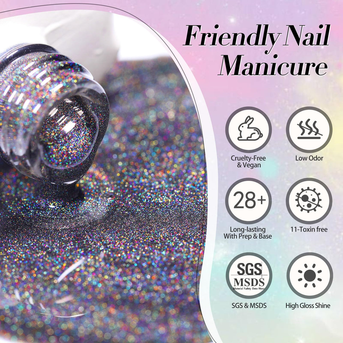 Born Pretty finished manicure on hands in lifestyle shot highlighting glossy shine