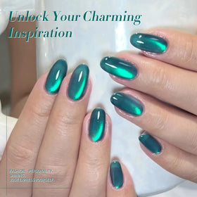 BORN PRETTY magnet held over wet polish showing emerging cat-eye stripe effect
