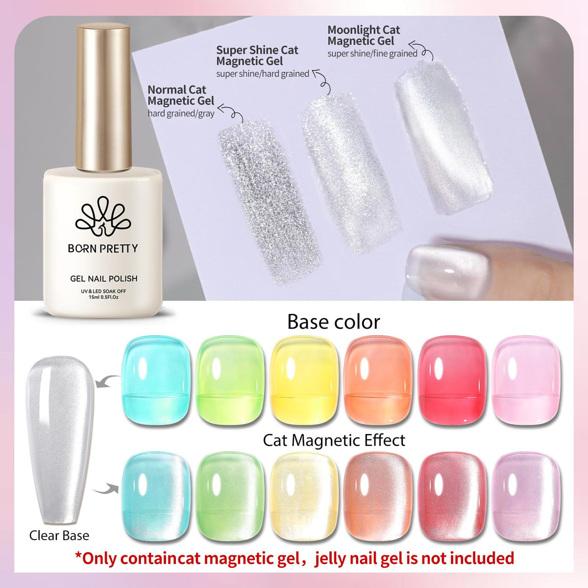 Born Pretty magnet held over nail creating cat-eye pattern for dramatic effect