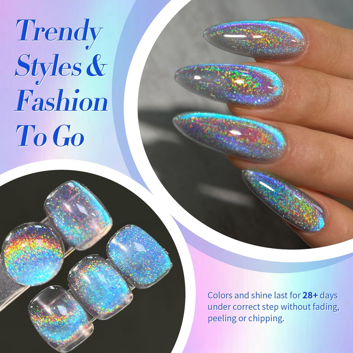 Born Pretty manicured hand wearing finished blue purple cat-eye polish benefit: salon-grade look