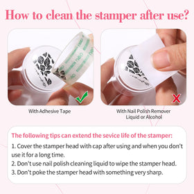 Born Pretty nail scale comparison showing stamper reach on longer nails