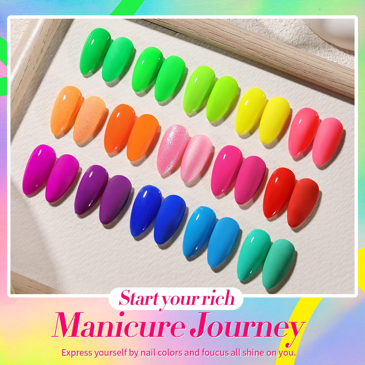 Born Pretty color swatch array displaying bright neon options for creative looks