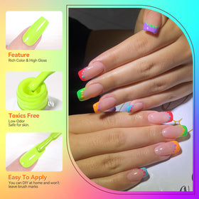 Born Pretty group arrangement of six fluorescent colors for mix-and-match designs