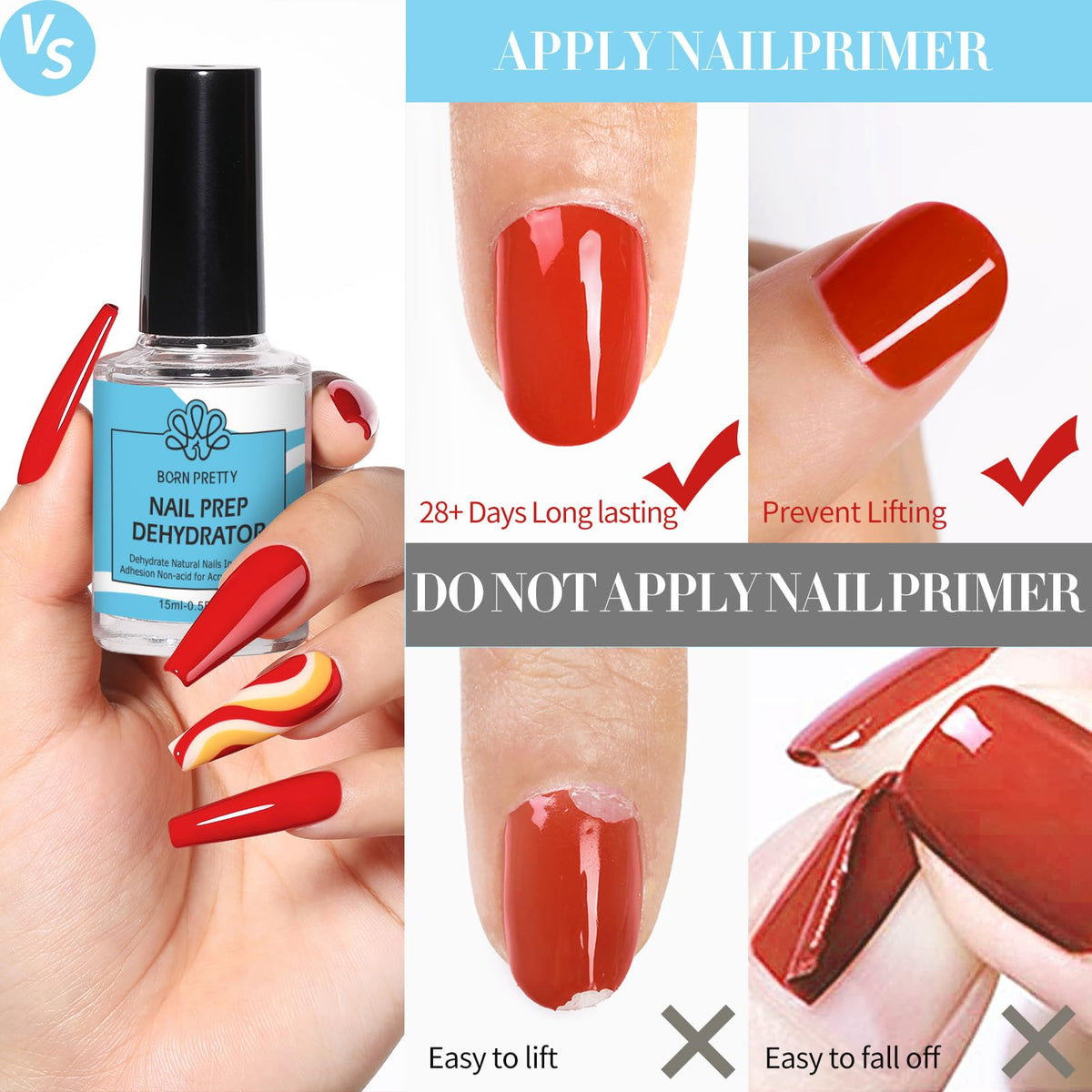 BORN PRETTY amber non-acid primer bottle label protecting formula from light