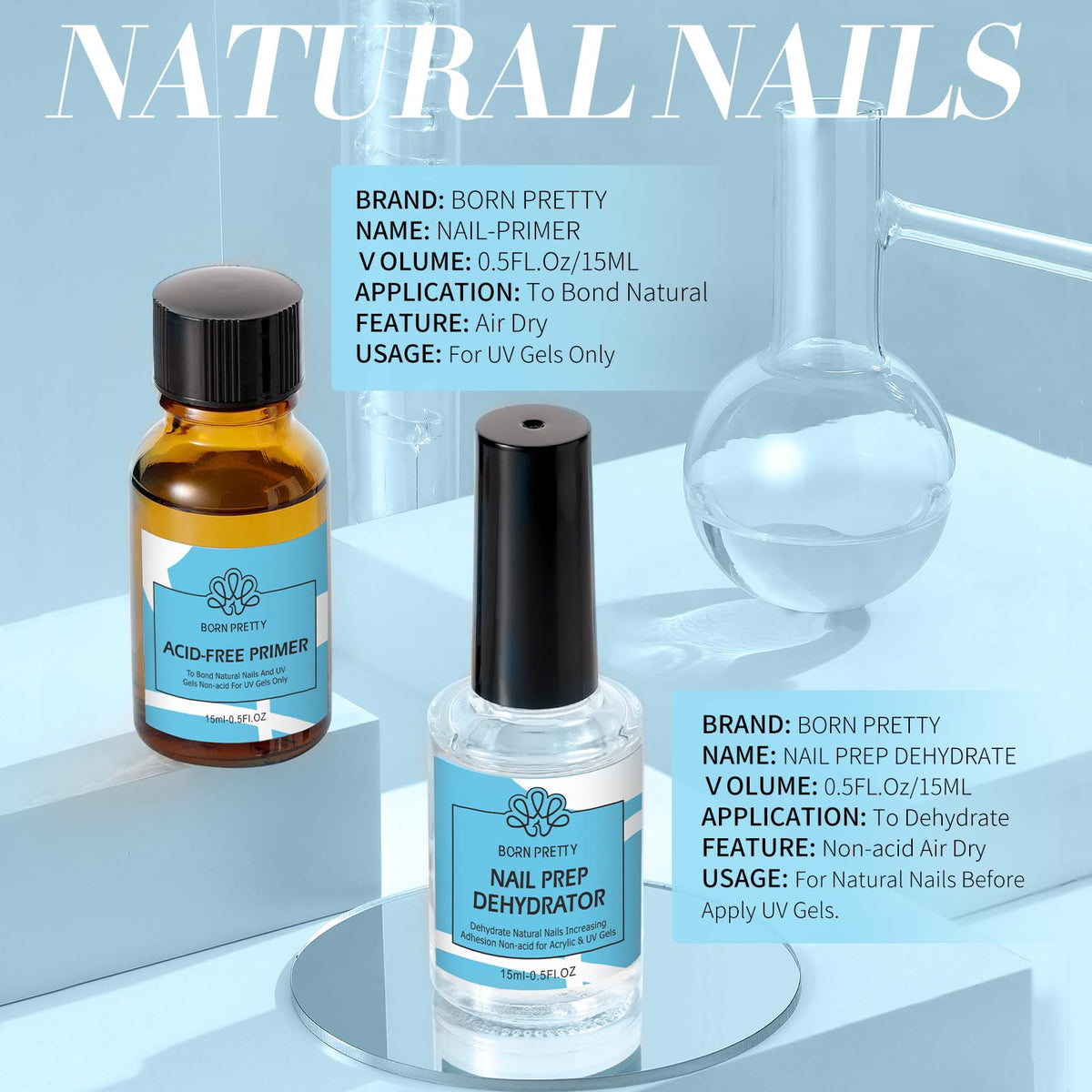 BORN PRETTY open box display of two 15ml bottles ready for salon or home use