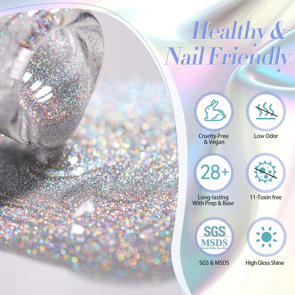 Born Pretty cured nails under lamp with glossy finish and durable shine benefit
