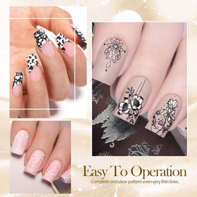 BORN PRETTY close-up of printed nail showing sharp black details