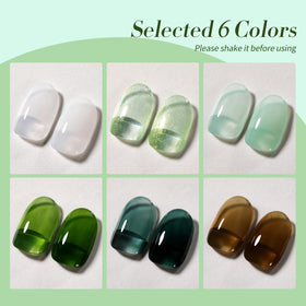 Born Pretty swatches on nail wheels displaying jelly green and milky white layering options