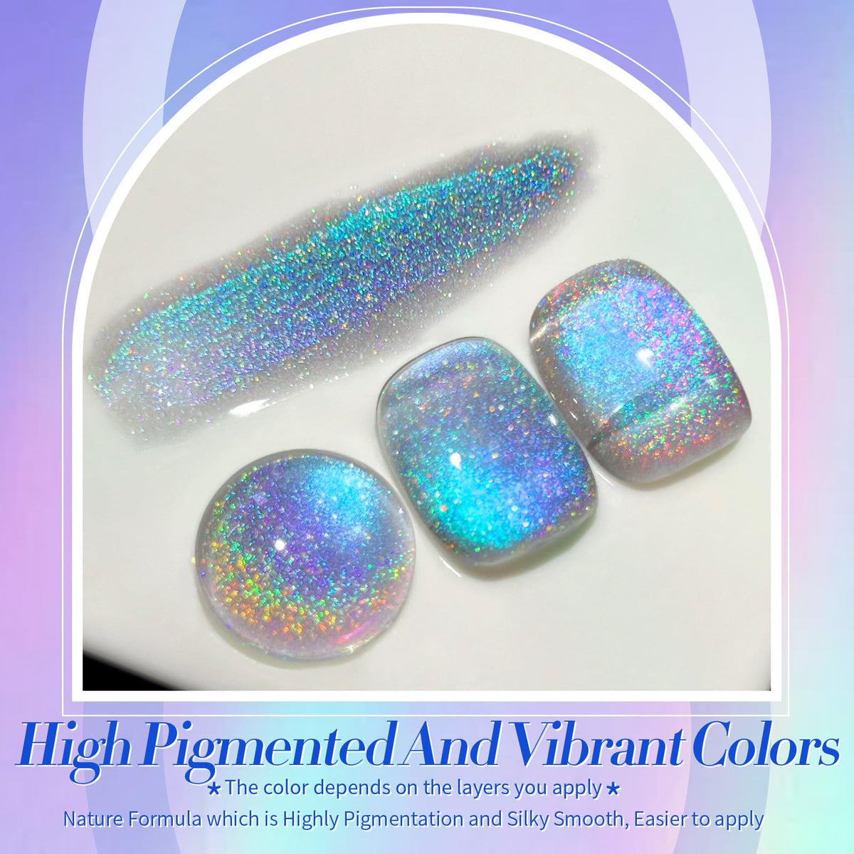 Born Pretty close-up of reflective pigments highlighting rainbow shimmer benefit: visible prismatic texture