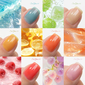 Born Pretty translucent layered nail close-up showing glossy jelly-glass finish benefit