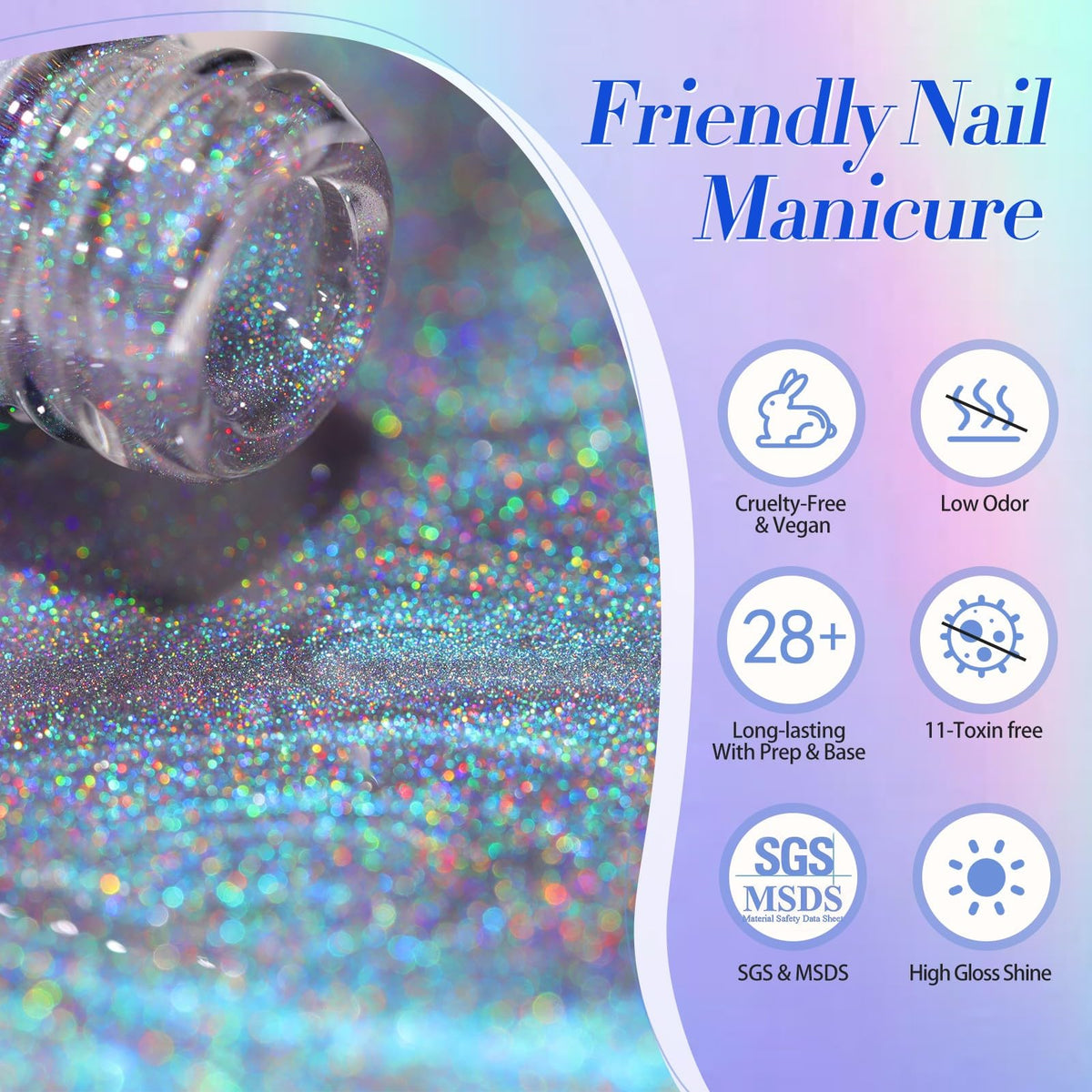 Born Pretty swatch with glossy topcoat showing high shine benefit: mirror-like finish