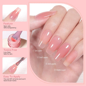 Born Pretty Valentine's-themed manicure using the jelly pink shades for romantic nails