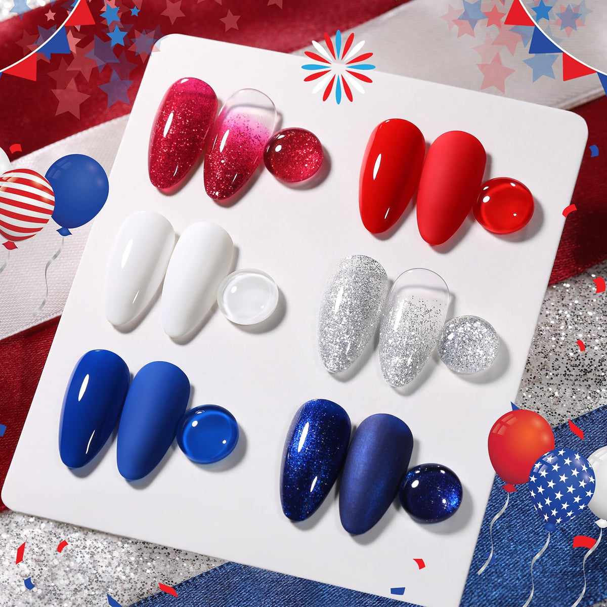Born Pretty white and blue layered nail swatch demonstrating buildable opacity