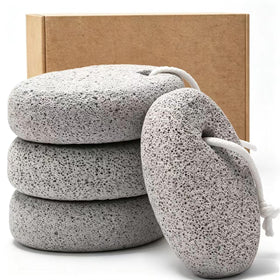 Borogo front pack showing four pumice stones and compact packaging for home use