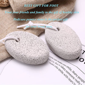 Borogo pumice stones beside towel and lotion for convenient foot care