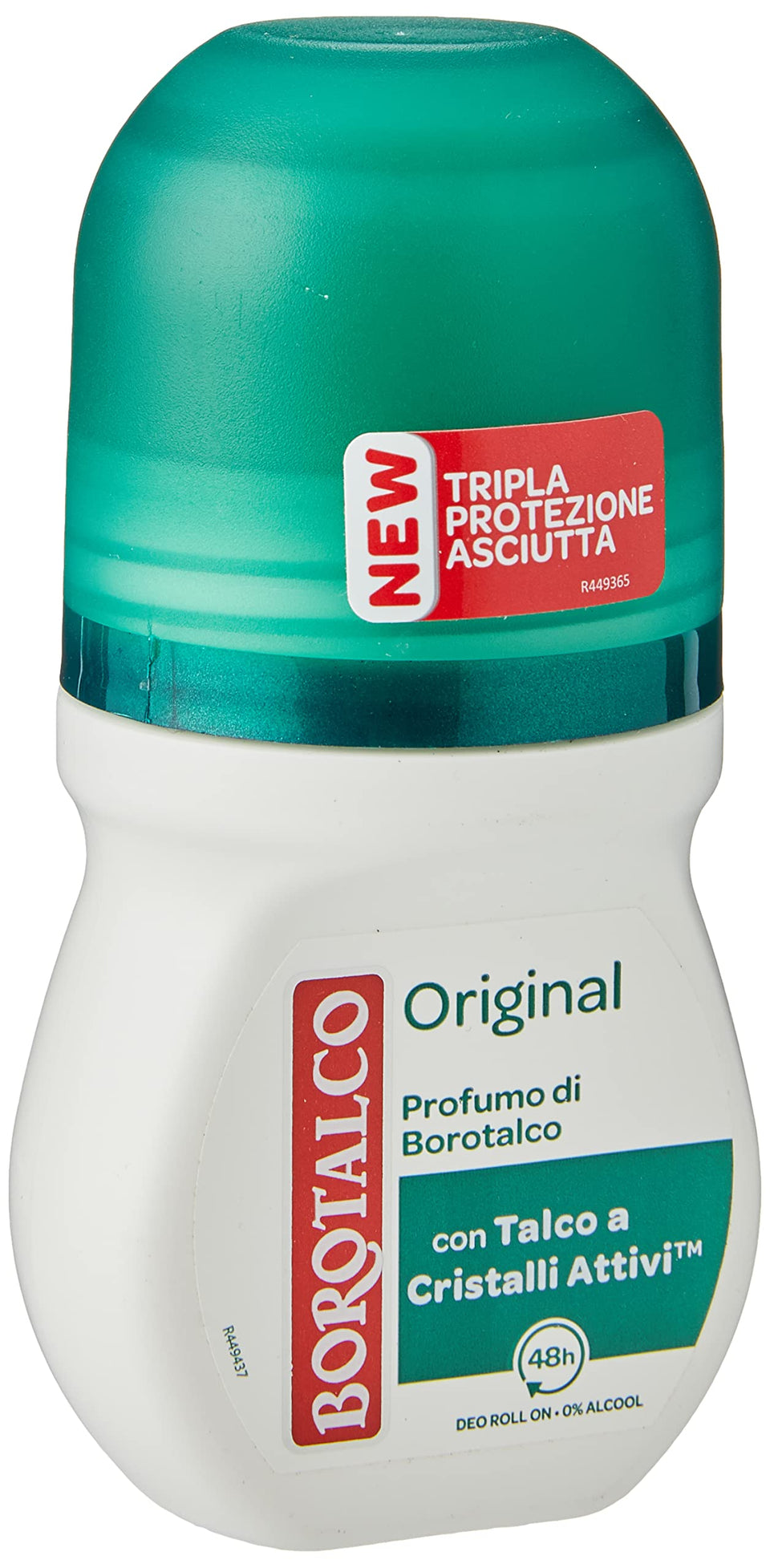 Borotalco roll-on front packaging showing bottle and branding for clear identification and trust